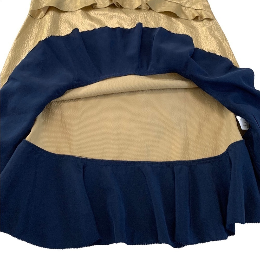 Juicy Couture 100% Silk Gold Ruffle Sleeve Dress Size 4 - Picture 8 of 16